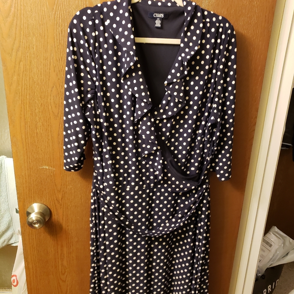 Chaps navy faux wrap dress